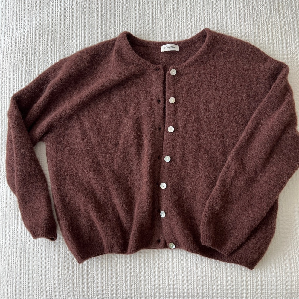 American Vintage Vitow Cardigan, Medium, Chocó Chine Noir